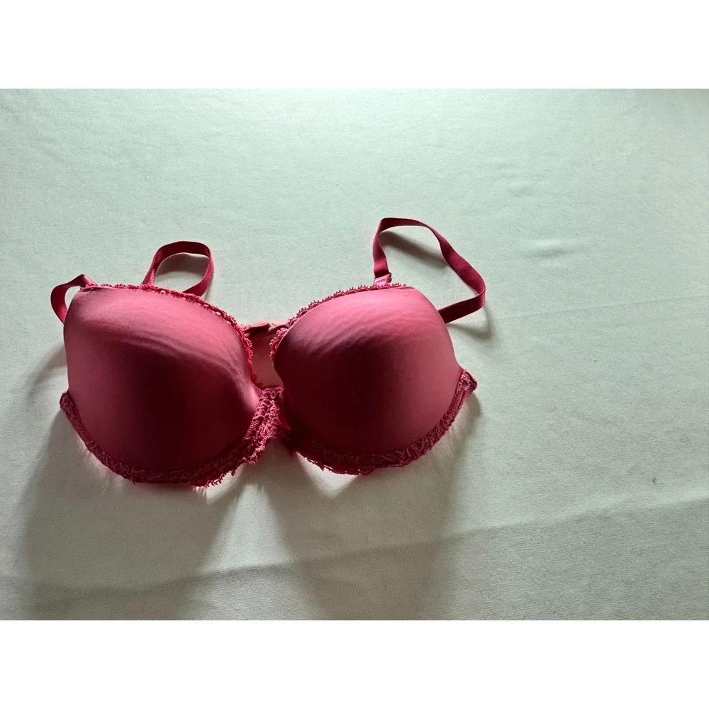 Calvin Klein Women‎ 32D Dark Pink Lace Trim Padded Push Up Underwire Bra 32D New
